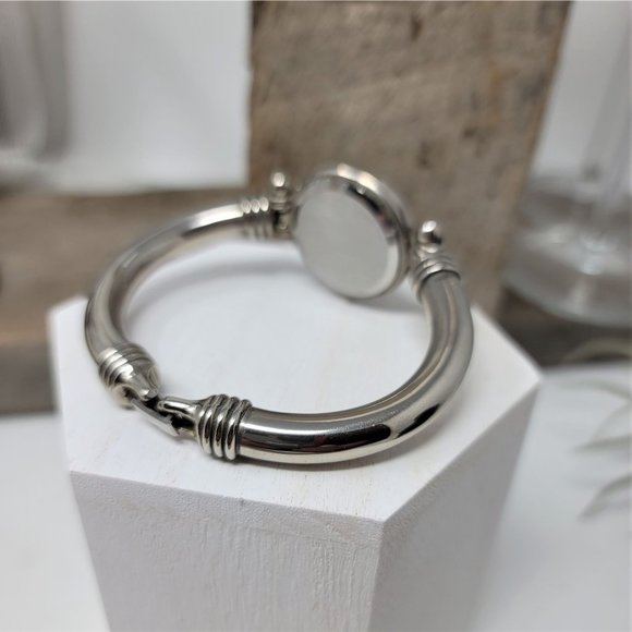 Heavy Bangle Bracelet Watch Vivani Silver MOP Face Mother of Pearl - Picture 5 of 8